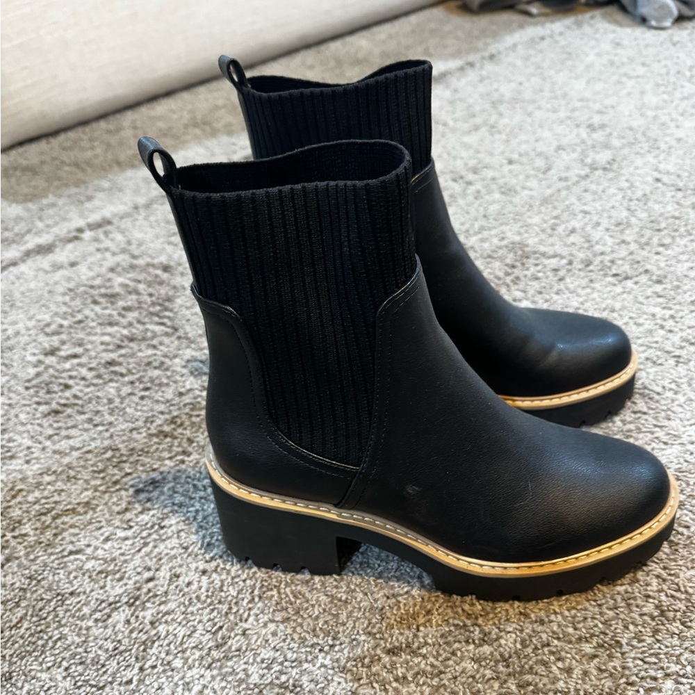 DV by Dolce Vita Black Ankle Boots with Tan Sole
